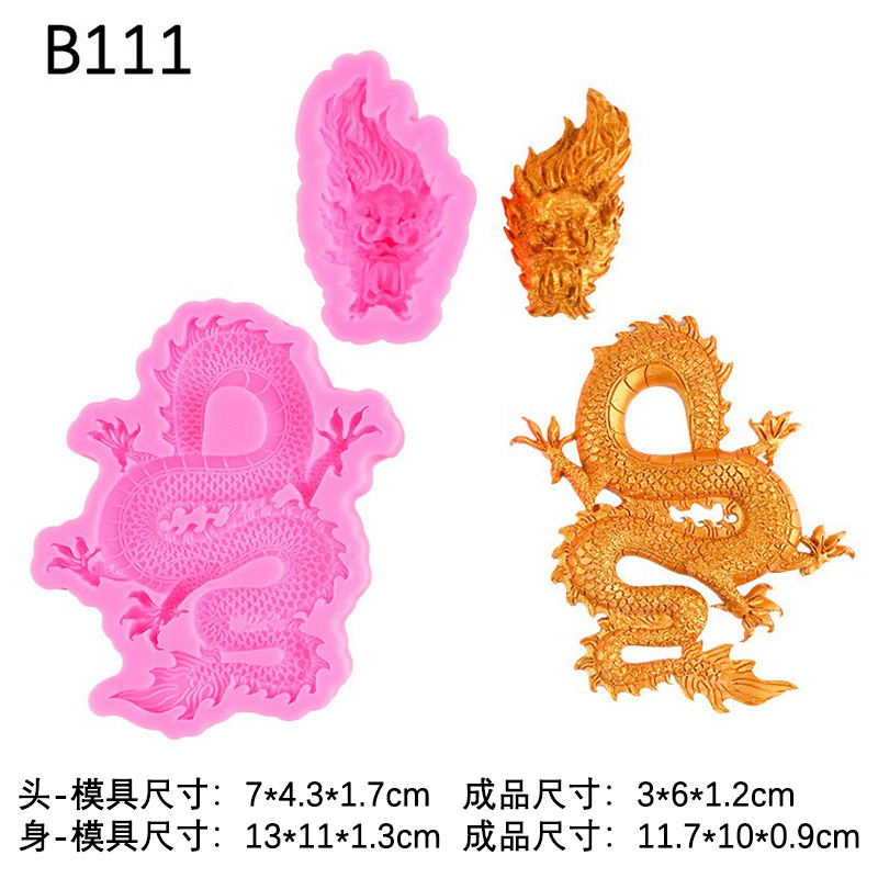 Molde de silicona tótem de dragón de estilo chino múltiple patrón de estilo chino Borde de pastel de dragón Fondant molde de chocolate para hornear