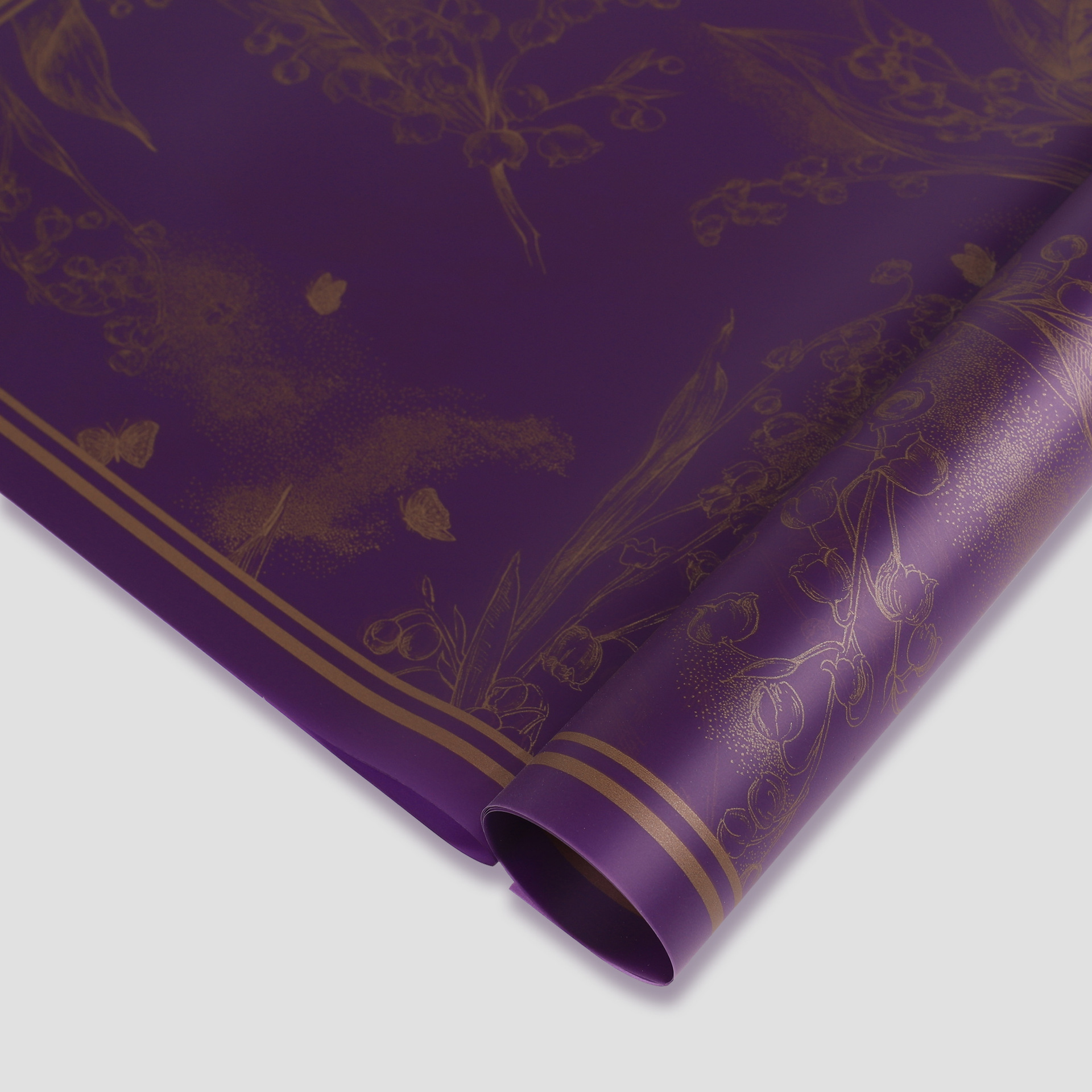 10 violetas doradas; 56cm / 20 hojas