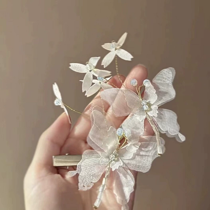 Заколка Hair Clip Shiffon 3D шифон бабочка, «утконосовая» зажим, лёгкий аксессуар для чёлки