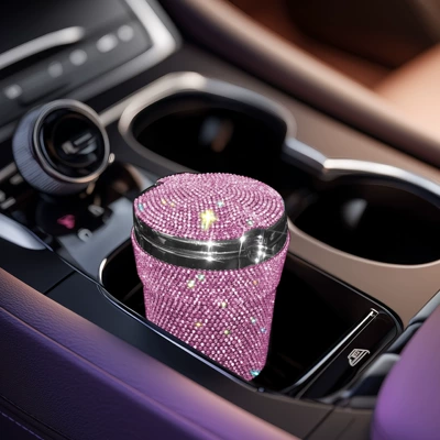 Car ashtray Personalized, with Cover, Led Light - pink