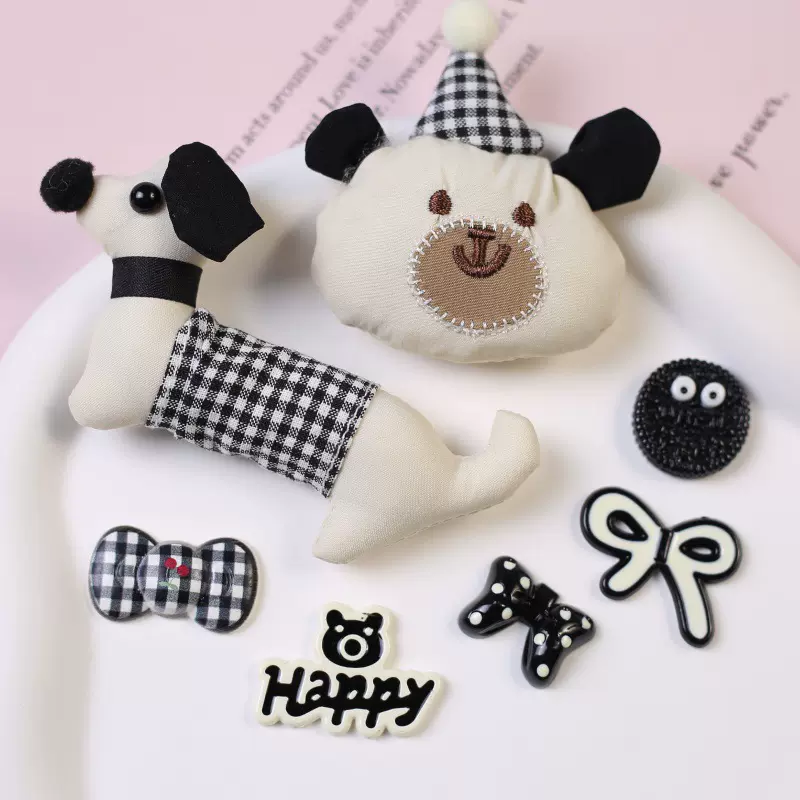 热销充棉腊肠狗小熊 diy奶油胶手机壳包包挂件帽袜服饰材料配件