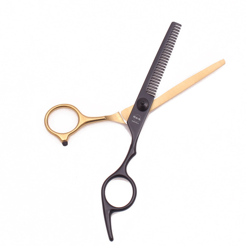 Achabyi Black Gold Household Haircutting Scissors, Beginner's Styling Flat Shears, Thinning Shears, Bangs Trimmers, Hair Cutting Comb with Scraping Knife Set