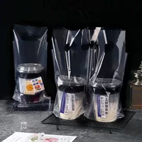 Одноразовая чашка для чая с молоком, сумка для кофейной чашки, одна чашка, двойная чашка, утолщенная высокая прозрачная упаковочная сумка, пластиковый пакет на вынос
