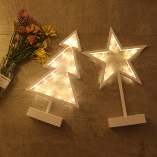 LED table lamp girl's heart fairy night light five-pointed star Christmas tree bedroom decoration net red shop layout battery lamp