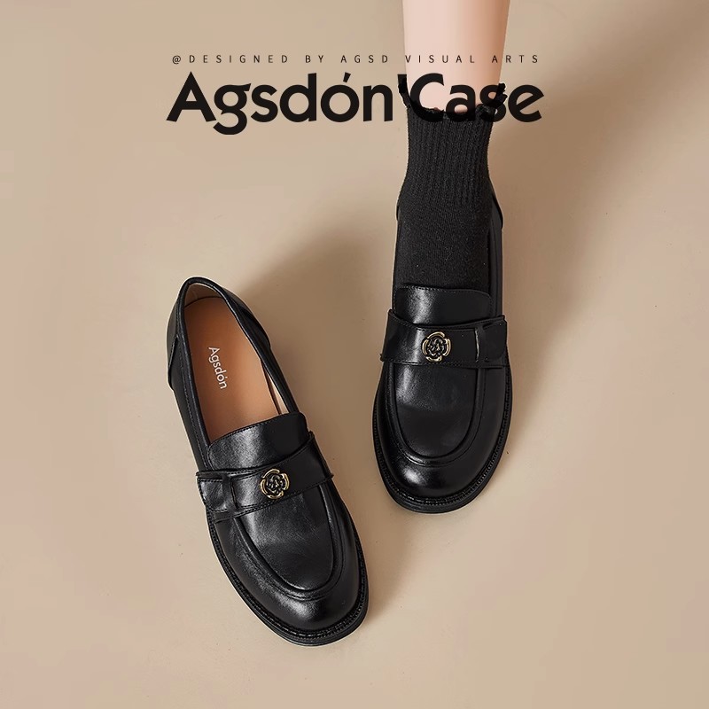 Zapatos antiguos Lion Denlefour para mujeres 2025 nuevo otoño y invierno con suela gruesa de veludo estilo británico retro negro zapatos de cuero comerciales pequeños