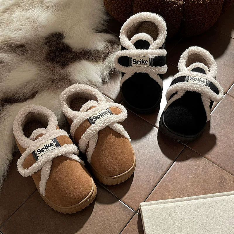 Туфли Birkenstock для женщин зимняя 2024 новая внутренняя бархатная теплая хлопковая обувь с толстой подошвой, стягивающий каблук, хлопковые тапочки для женщин на зиму