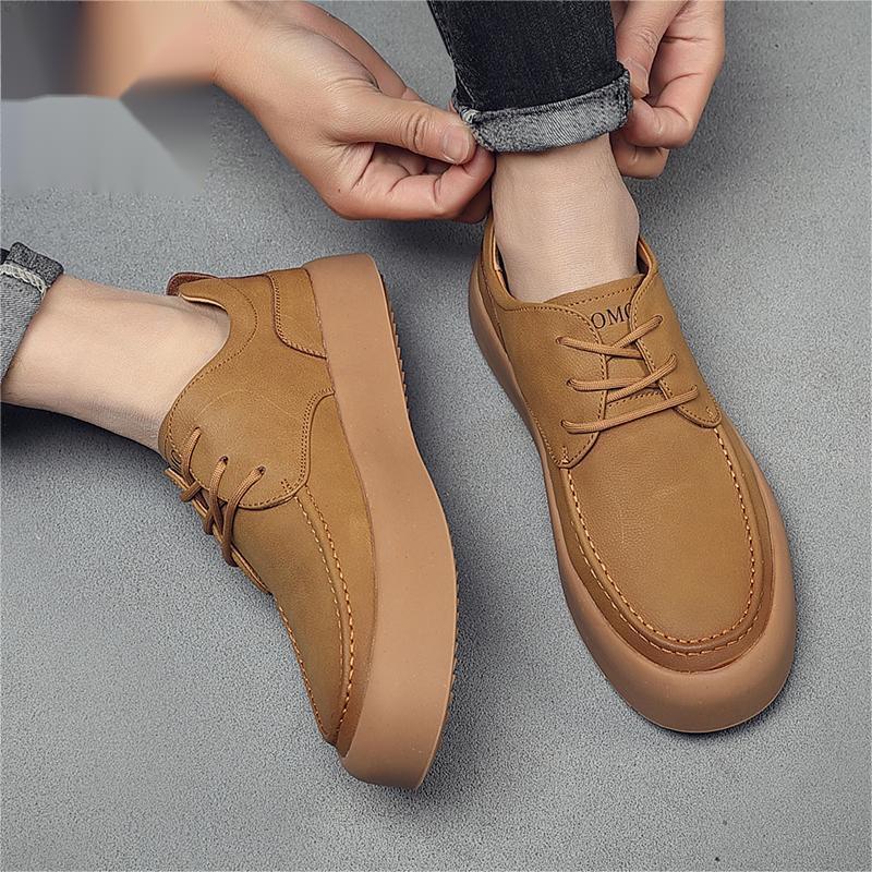Neue Herren-Sneaker aus Leder mit dicker Sohle, flacher Sohle und Arbeits-/Freizeitcharakter, Modell 3219 (2023)_voghion.com