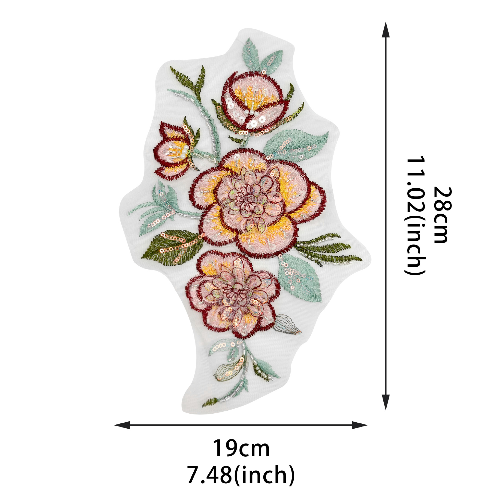 Tela bordada original hermosa ropa china cheongsam antiguo parche decoración de tela de malla de tela de flores bordadas