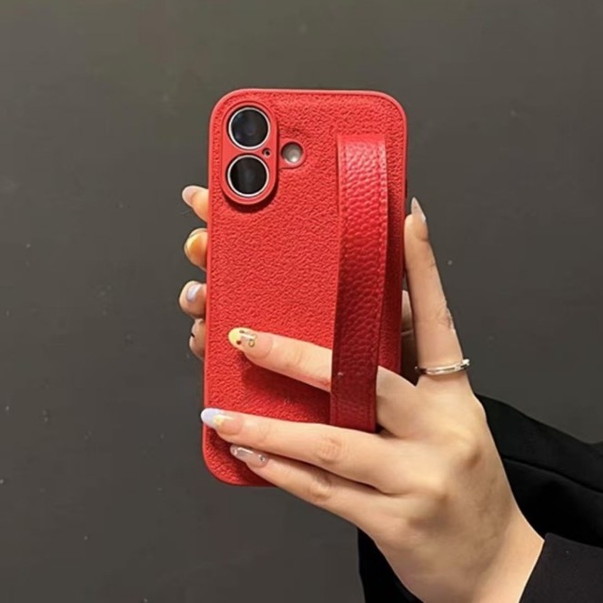 Pulsera de cuero de color sólido simple Huawei mate70pro patrón de pozo de luna Apple 16pro funda para teléfono móvil para 15/14p