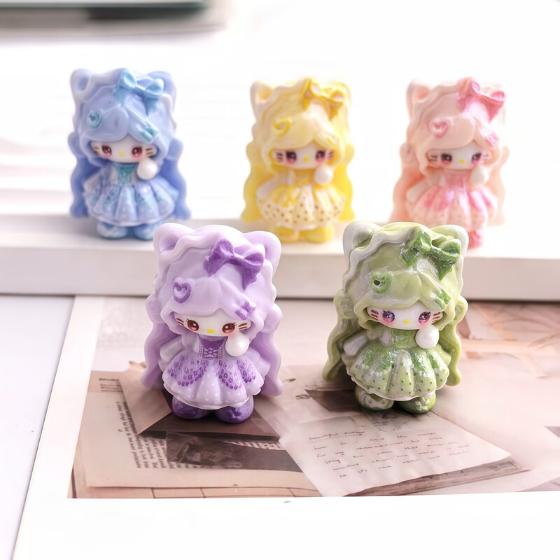 Three-Dimensional Cute Kitten Princess Cartoon Handmade DIY Cream Glue Resin Small Accessories Jewelry Materials Wholesale