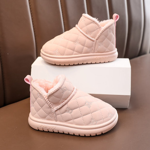 Winter new non-slip soft bottom cotton children's snow boots fleece-lined thick warm baby cotton shoes