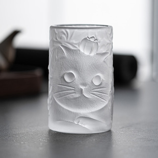 Cute Cat Persimmon Glass Cup Household Glass Tea Cup Drinking Cup Creative Personal Special Kung Fu Master Cup