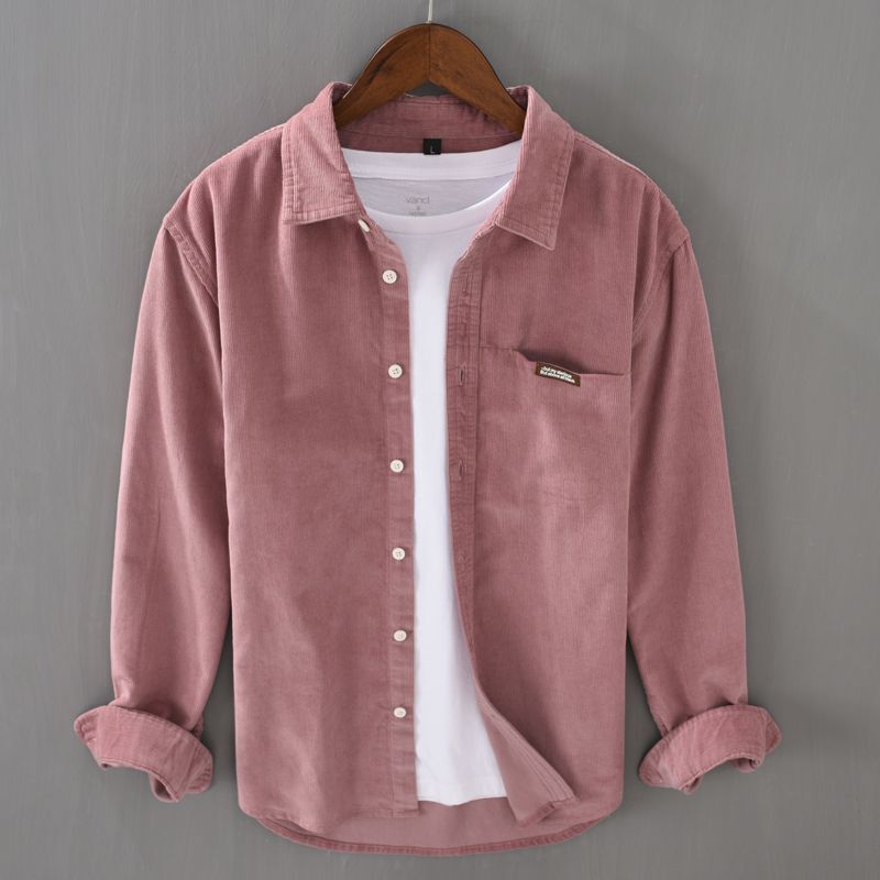 Japanese retro corduroy shirt men's long-sleeved spring and autumn artistic loose casual simple shirt coat top clothes Japanese retro corduroy shirt men's long-sleeved spring and autumn artistic loose casual simple shirt coat top clothes