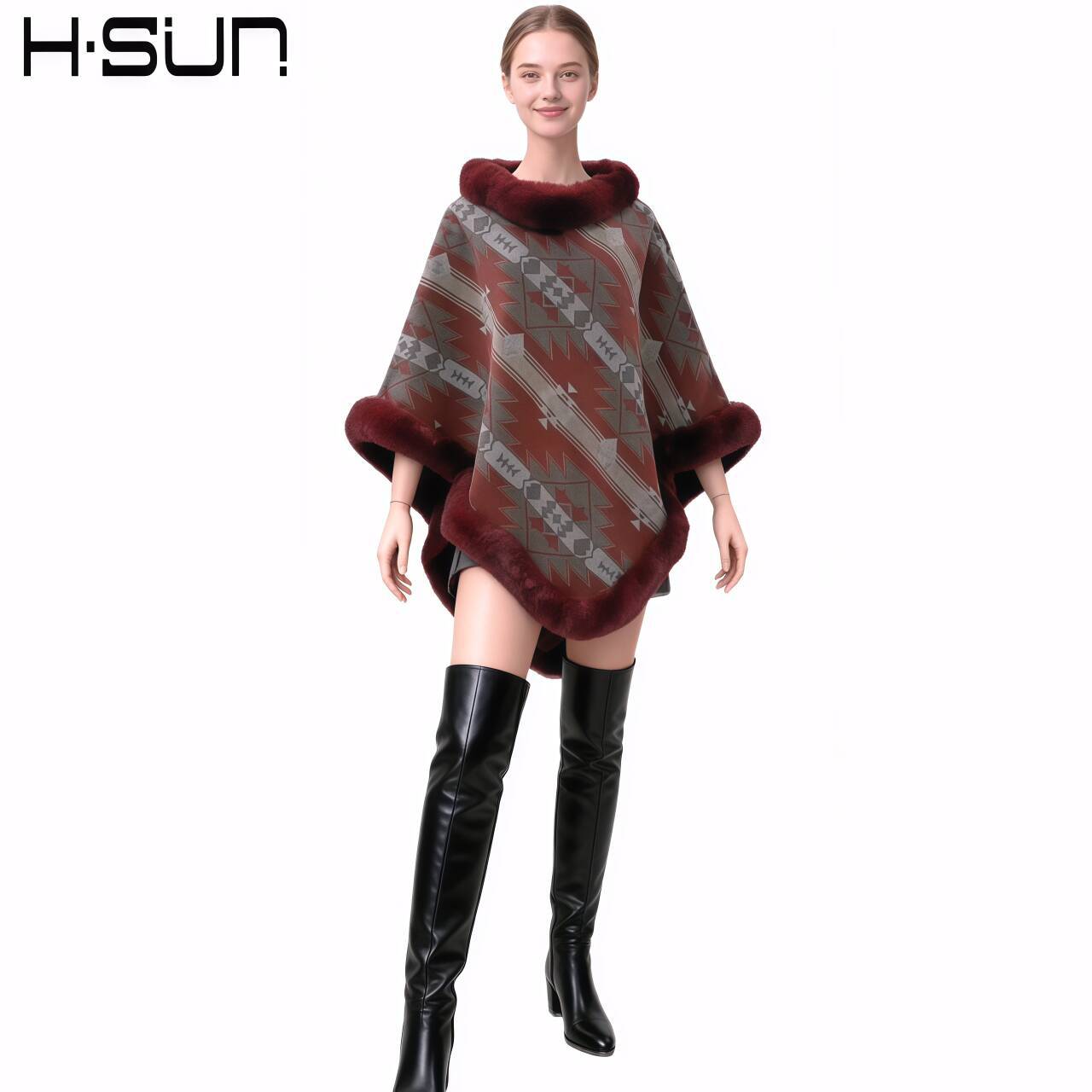 2023 europeo y americano nuevo a cuadros capa caliente imitación Rex conejo piel chal transfronterizo ropa de mujer para jacquard chal