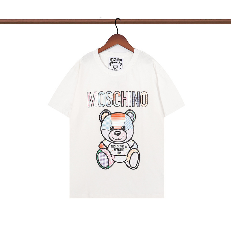 2025 春夏新作メンズカジュアルラウンドネック半袖 T シャツ中空刺繍クマ文字ルーズで多用途|undefined