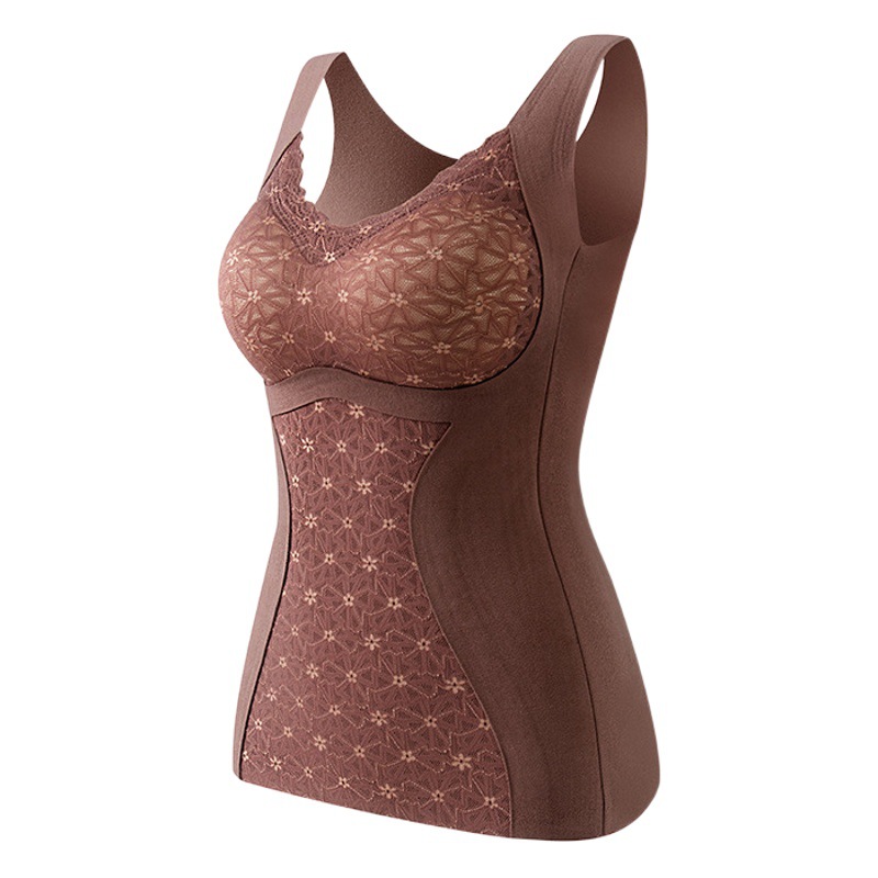 New de Velvet thermal vest double-sided brushed wear-free bra fleece-lined thickened seamless heating women's thermal underwear