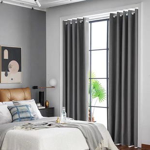 Factory Direct Sales Export Cross-Border High-Precision Blackout Pure Color Curtain Fabric Curtains Finished Fabric Wholesale