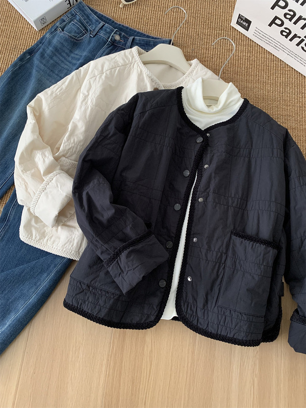 日韩风小个子奶呼呼白色羊羔绒棉衣女冬季款韩系设计感棉服短外套|undefined