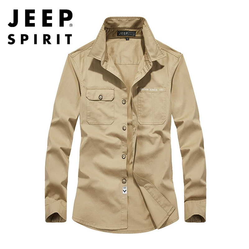 JEEP SPIRIT Деловая Повседневная рубашка больших размеров 2021 с длинным рукавом в стиле милитари, Европейская и американская жесткая куртка для мужчин 9850