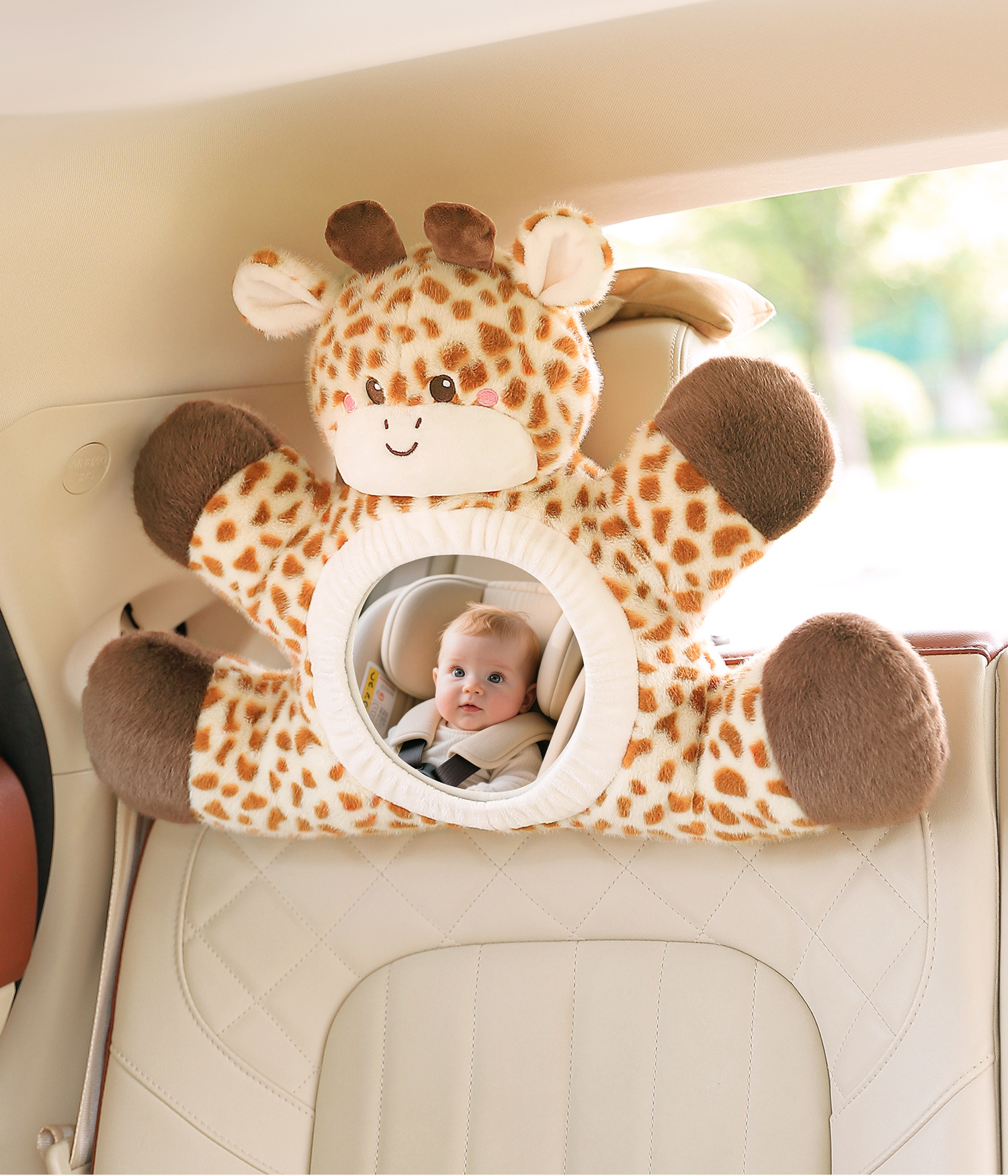 Car Baby Observation Mirror Reflector Car Kids Safety Seat Rearview Mirror Hanging Cute Cartoon Decoration