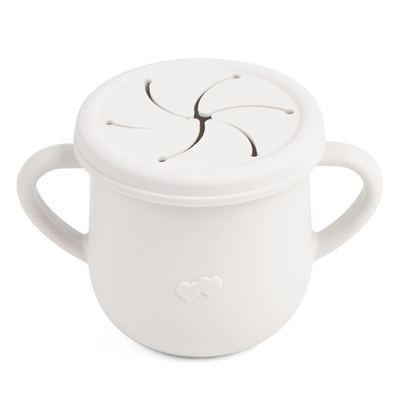 Silicona de grado alimenticio para niños snack Cup mango binaural portátil resistente a la caída con taza de paja de bebé taza de bebida de silicona