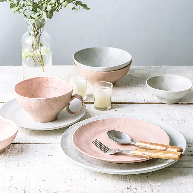 Nordic plate household new simple dish plate creative tableware Western plate restore flame matte glaze