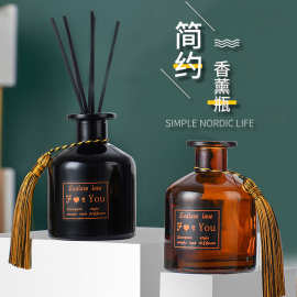 现货酒店香薰瓶子diy香水瓶摆件民宿挥发藤条香氛瓶空瓶大肚流苏