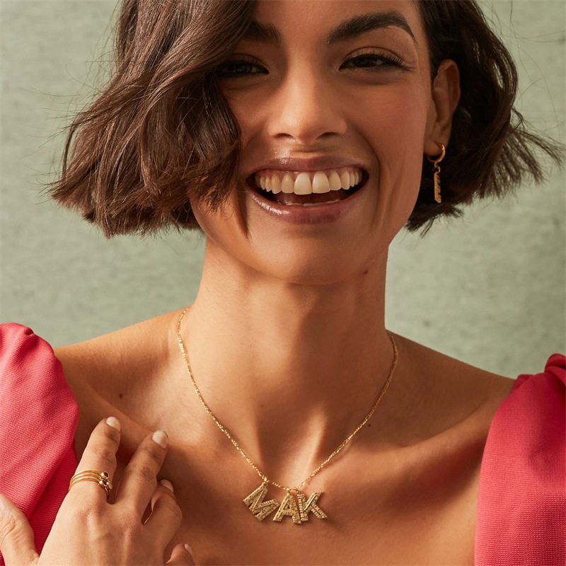 925 Sterling Silver Zircon Letter display picture 1