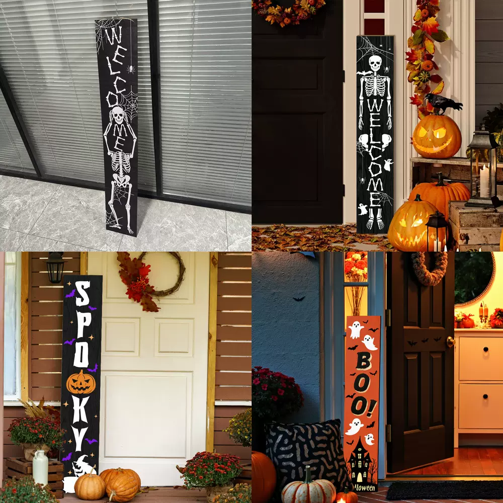 HWMZ021-036 跨境万圣节门廊装饰木板节日家居木质壁挂壁饰装饰品