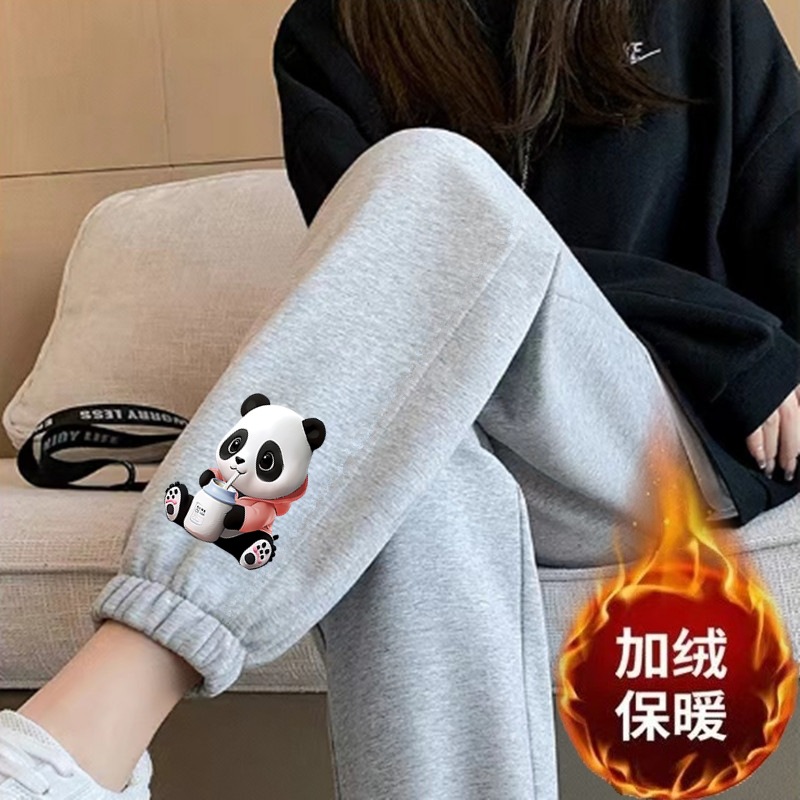 밀크 팬더 레깅스 그레이 팬츠 플러스 벨벳