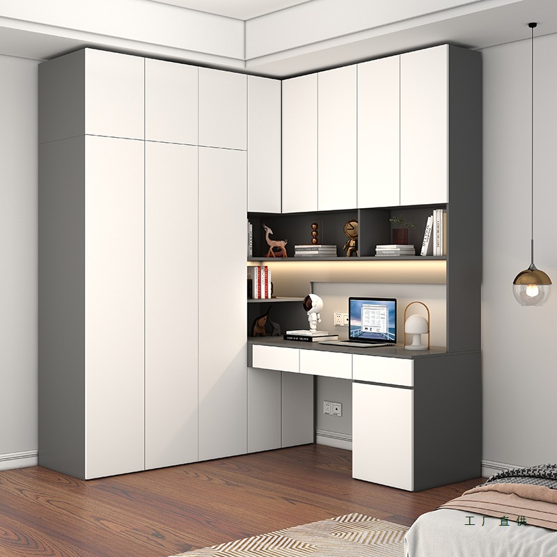 Simple Corner Desk Wardrobe Integrated Computer Desk Modern Children's Study Bookshelf Study Table Storage Cabinet