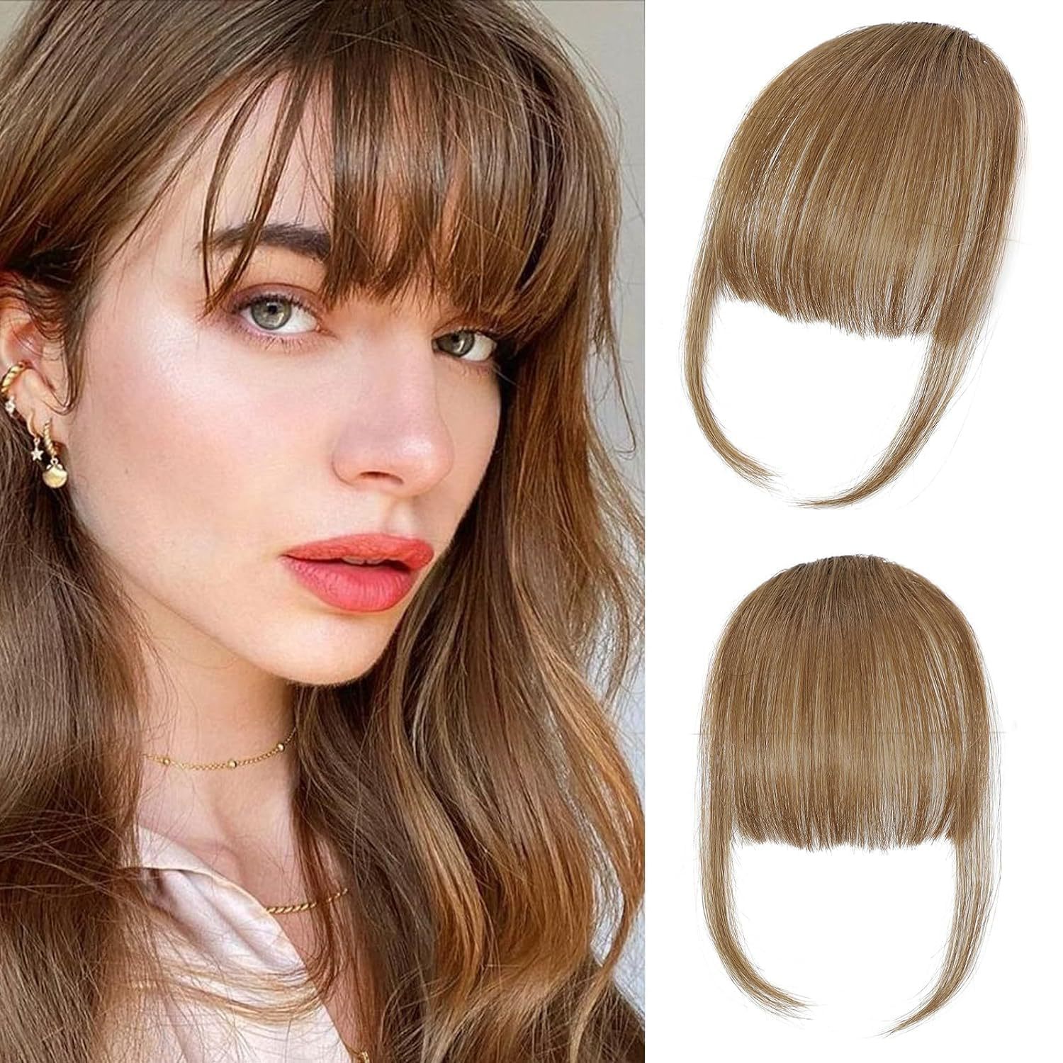 Todo el cabello real aire flequillo femenino invisible sin costuras frente peluca de cabello real tejido a mano peluca de cabello real flequillo falso francés