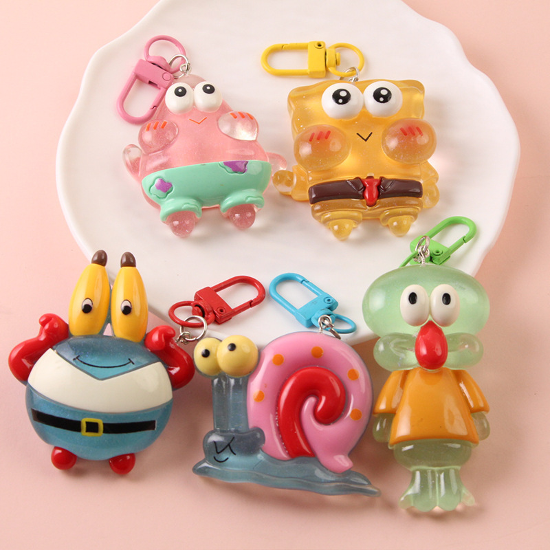 Large Spongebob Keychain 3D Patrick Star Pendant Night-Themed Gift for Female Friends and Couples Backpack Accessory
