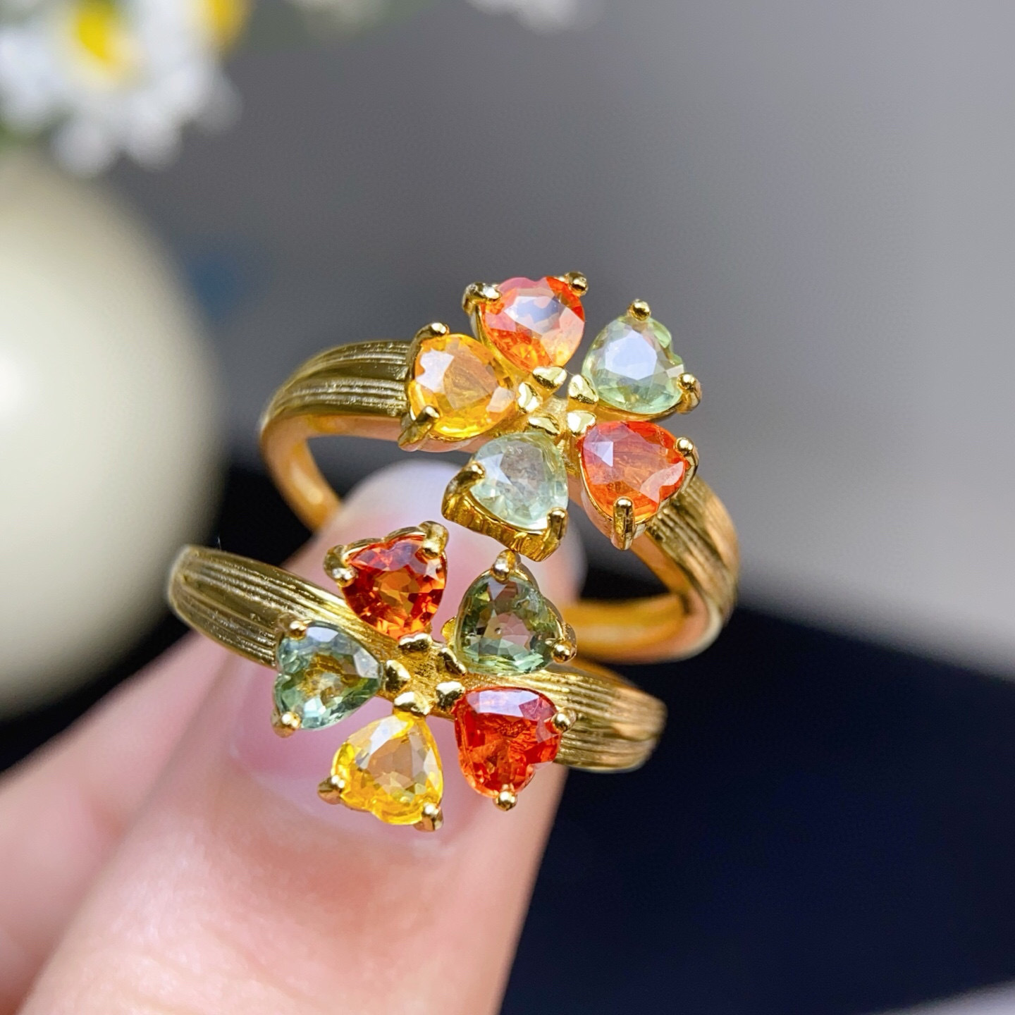 Organic sapphire ring