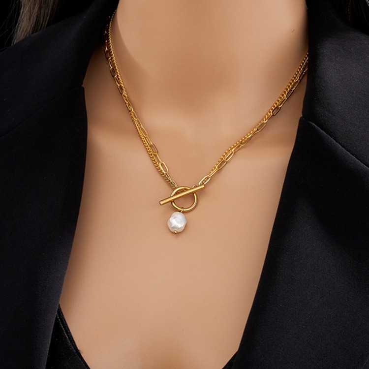 Baroque Pearl decorative necklace light luxury niche spring and summer otbuckle clavicle chain 2023 new female fashion Net Red