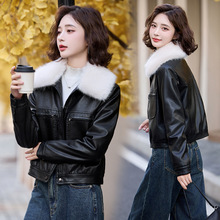 专柜同款绵羊皮女装2025冬季款毛领加厚加棉时尚洋气短款上衣外套