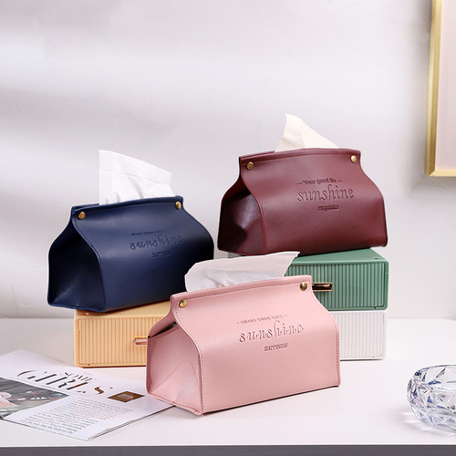 Modern simple tissue box waterproof living room and restaurant tissue box multi-purpose creative leather tissue box napkin storage box