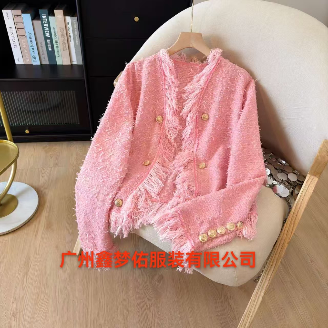 In Stock! 2025 Cross-Border Independent Amazon Elegant and Chic Chanel-Style Tassel Blazer Short Jacket