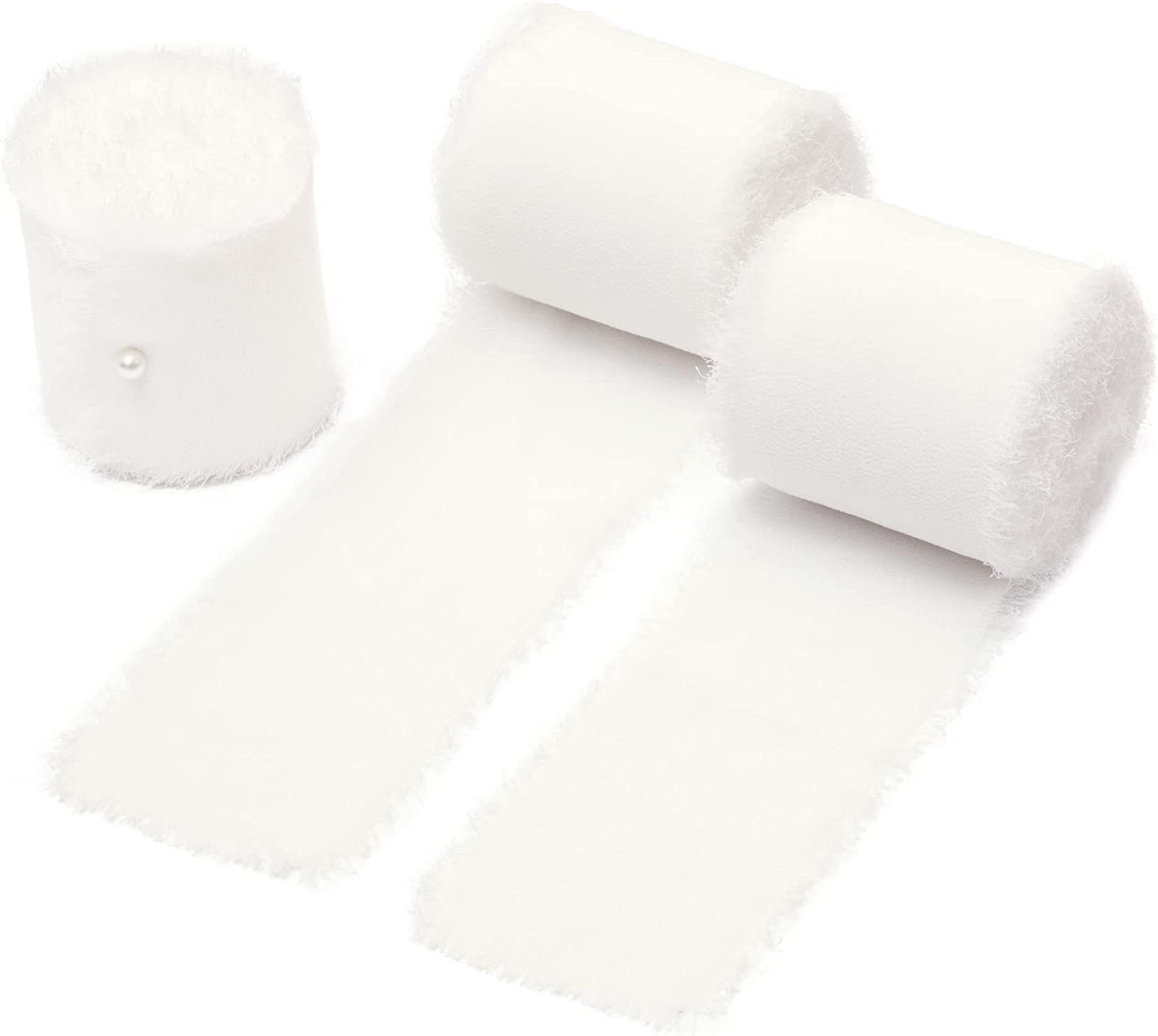 INS deshilachado gasa cinta ramo de la boda borla cinta arco decoración hilo de nieve tira de tela de seda