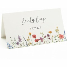 跨境定制花卉主题餐桌设置名片婚礼招待会贺卡新娘送礼会礼品装饰