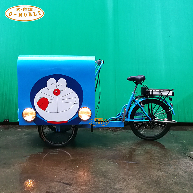 欧纳伯多啦A梦外卖小推车卡通玩具摆摊车厂家定制电动助力三轮车|ms