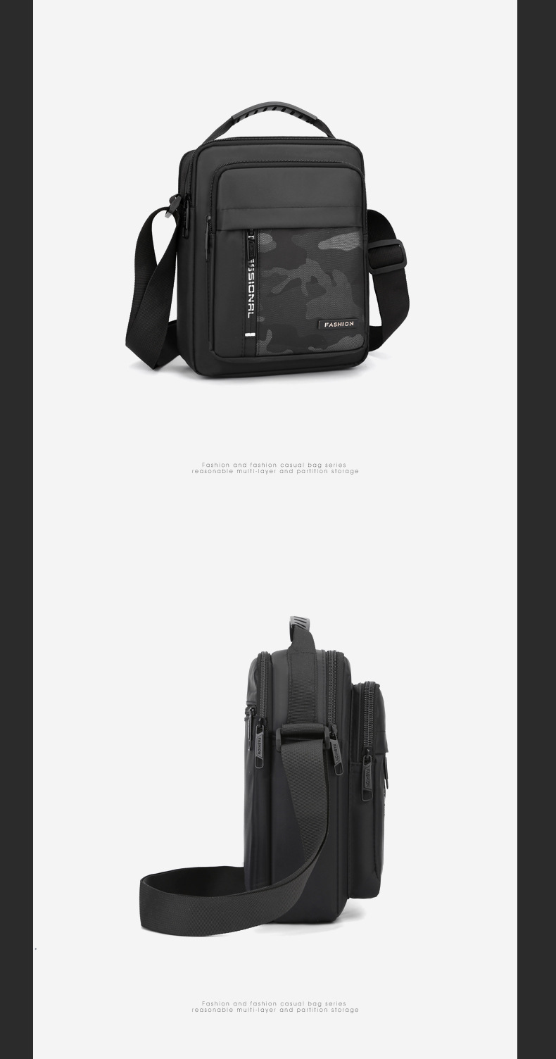 Men's trendy and simple single-shoulder bag, nylon waterproof casual crossbody bag, cash register outdoor travel bag factory direct sales undefined