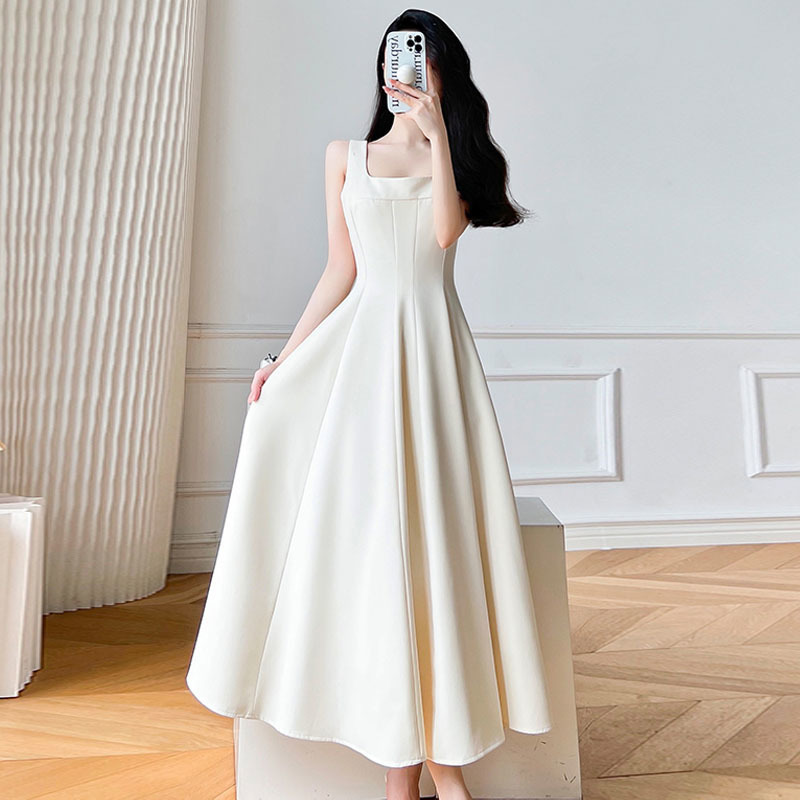 2025 Summer New Women's Wear Tight Waist Slimming Elegant Goddess Style High-end White Small Dress with Sling dress 2025 Summer New Women's Wear Tight Waist Slimming Elegant Goddess Style High-end White Small Dress with Sling dress