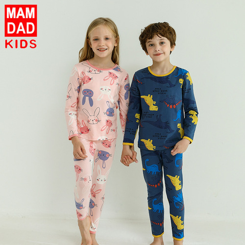 Children's Autumn Clothes and Autumn Pants Set Autumn and Winter New Girls Cartoon Underwear Set Baby Pajamas Cotton Manufacturer