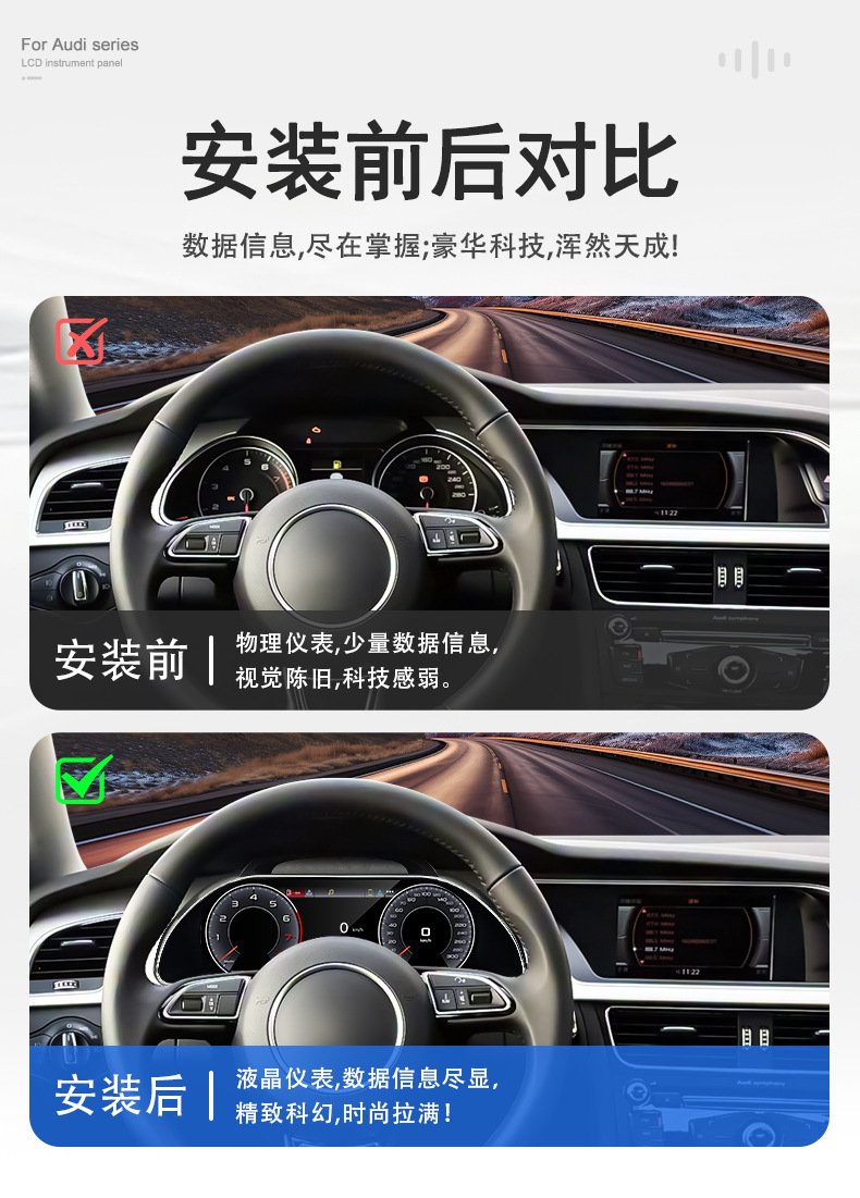Suitable for Audi A5/S5/R5 Lcd Dashboard 12.3inch Linux System Smart Car Lcd Dashboard