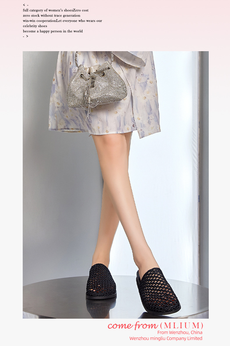 Damernas sommar mules platta flätade sandaler stilfulla_voghion.com