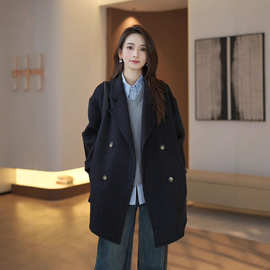 韩版设计感气质灰色羊毛外套女装2026秋冬新款上衣中长款气质优雅