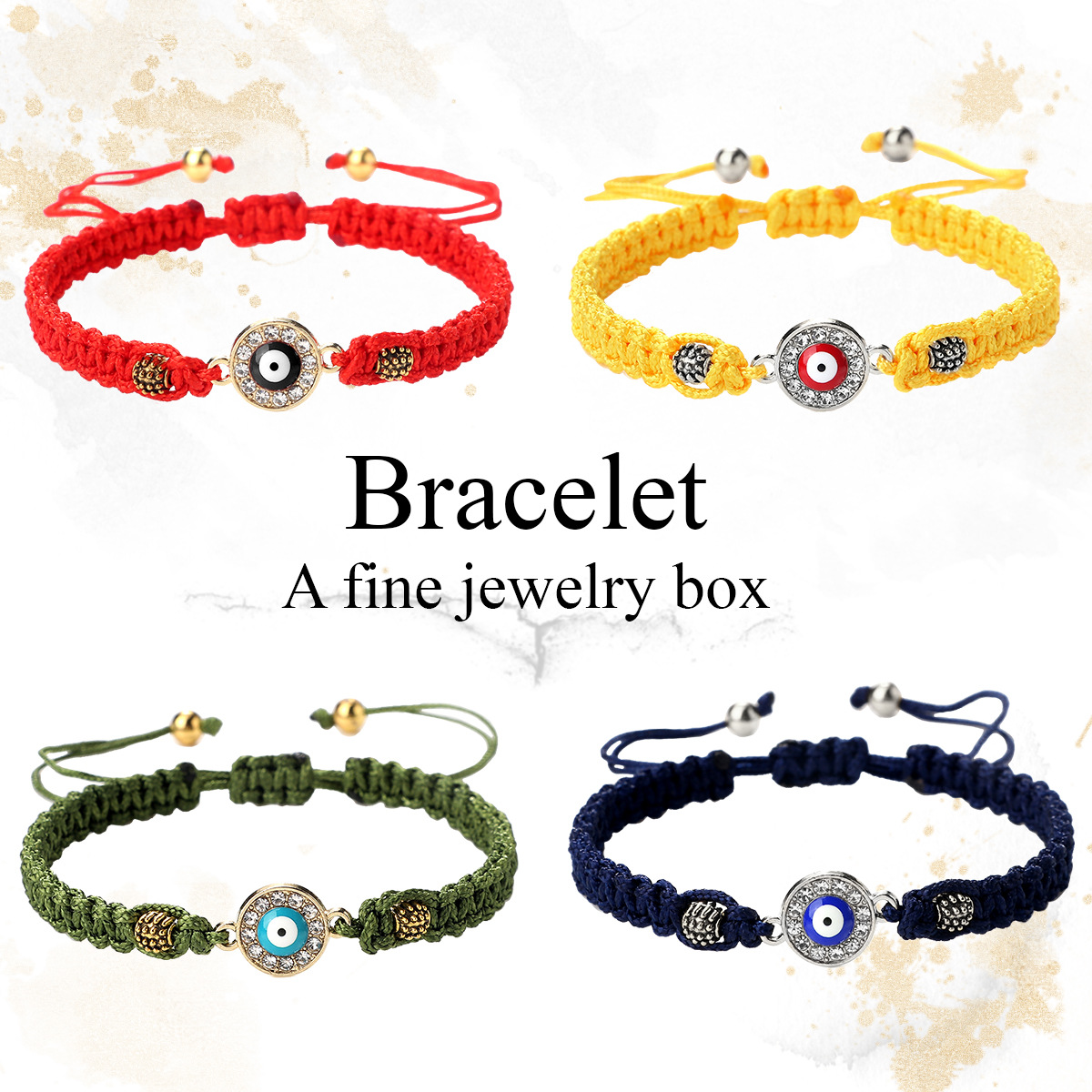 European and American ethnic style fashion bracelet gold silver beads flat knot bracelet personality Round Diamond Eye good luck bracelet