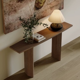 Nordic Solid Wood Console Table Modern Minimalist Entryway Wall-Mounted Long Bench Corridor Aisle Decorative Table Shaji Style