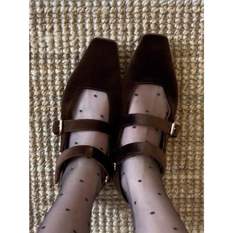 Retro autumn exclusive elegant Mary Jane shoes square toe with…
